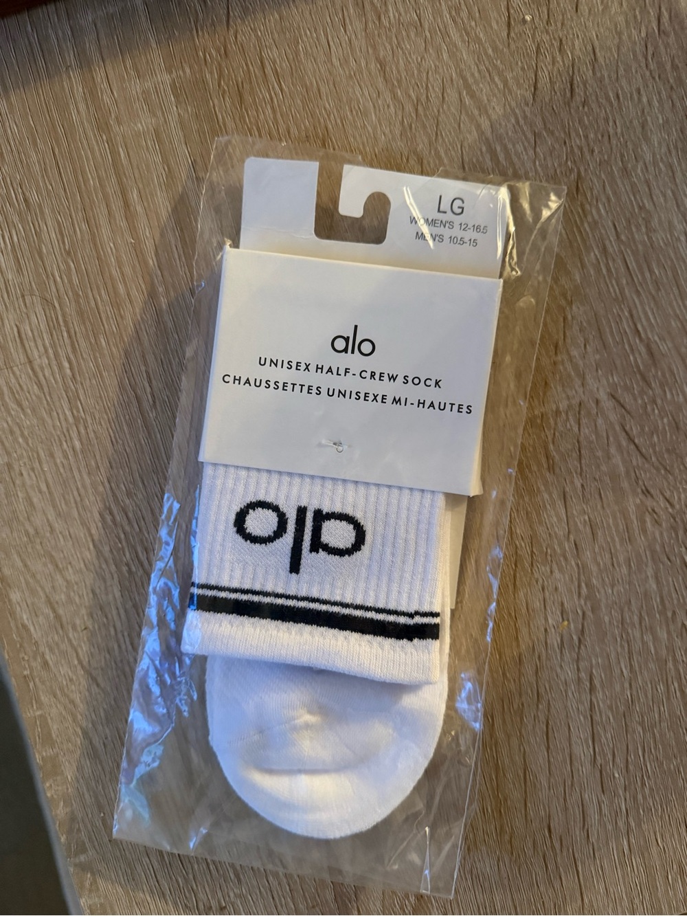 ALO Yoga White Half-Crew Athletic Socks with Black Logo